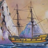 Modell der Piratenschiff Black Falcon 1:120