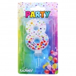 Party-Kerze Zahl 8 mit Punkten