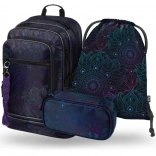 Set Schulbedarf Cubic Zen: Rucksack, Federmäppchen und Beutel