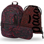 BAAGL 3 SET Core Red Polygon: Rucksack, Federmäppchen, Beutel