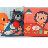 Stoffbuch mit Fingerpuppe – Wolf Ludwig lernt essen