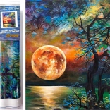 Diamantmalerei Bunter Vollmond über dem See 30x40 cm