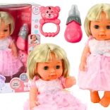 Puppe im rosa Kleid mit Zubehör und Geräuschen