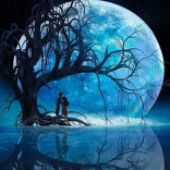 Diamant Malerei Mond über dem See 30x40cm