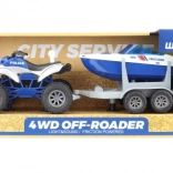 Kinder-Quad mit Batterieantrieb, Anhänger und Boot