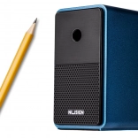 Kurbelspitzer mit Behälter und Schnittlängenregulierung, blau