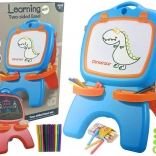 Beidseitige magnetische Whiteboard- und Kreidetafel, blau-rot, mit Schablonen