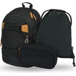 Baagl 3-teiliges Schulset Skate Darkness – Rucksack, Federmäppchen und Beutel