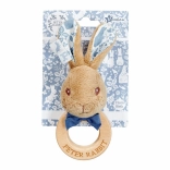 Rassel und Beißring Häschen Peter Rabbit aus Holz und Baumwolle