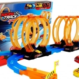 Rennstrecke mit 4 Loopings, 2 Autos, Länge 181 cm