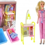 Ärztliche Puppe mit langen Haaren und Zubehör