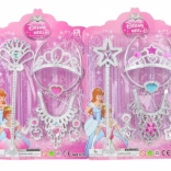 Prinzessinnen-Set Krone und Zepter mit Halskette und Ohrringen