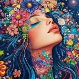 Diamantmalerei Mädchen in Blumen 30 × 40 cm