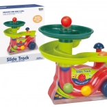 Interaktiver Kugelbrunnen mit Geräuschen, bunte Abfahrtsbahn