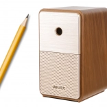 Manueller Anspitzer mit Behälter und verstellbarer Klinge, braun