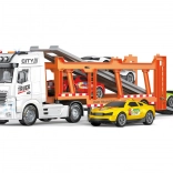 Großer Schwungrad-Autotransporter 56 cm mit 4 Autos, Licht- und Soundeffekten