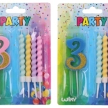 Partykerze Nummer 3 mit extra Kerzen