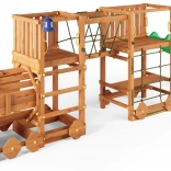 Holz-Spielplatz FUNGOO Loco Express mit Zug und Rutsche