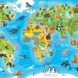 EDUCA Puzzle Karte der Welt mit Tieren 150 Teile