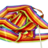 GOKI Gymnastikband mit Stab – Regenbogen, gestreift