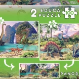 Panorama-Puzzle Dinosaurierwelt 2×100 Teile