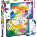 Puzzle 2×20 Super Color – lustige Dinosaurier