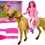 Puppe Reiterin mit braunem Pferdchen