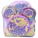 Kinder Rucksack mit Pailletten und Mausohren lila 22 cm 3L