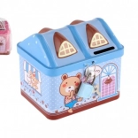 Blech-Spardose Häuschen mit Schloss 12 × 11 cm