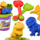Sandspiel-Set mit Dinosaurier-Sandförmchen – Eimer, Schaufel und Rechen