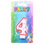 Partykerze Nummer 4 Rot