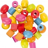 Holzperlen und Schnüre in Dose - 45 Stück