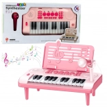 Elektronisches Kinderklavier mit Mikrofon und Notenständer, rosa