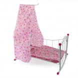 Metallwiege für Puppen mit Himmel 38 cm