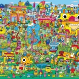 Puzzle 1000 Teile Dorf voller Doodles – Jon Burgermann, HEYE