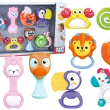 Set aus Rasseln und Beißringen für Babys – Tiermotive, 8 Stück