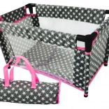 Puppenbett mit Sternchen Alice grau-rosa