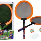 Set mit 2 Badmintonschlägern und 2 Federbällen – orange