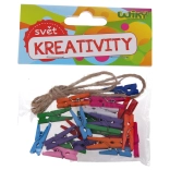 Bunte Mini-Wäscheklammern 2,5 cm mit Schnur, 25 Stk.