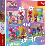 Trefl Puzzle Trolls 3: Buntes Abenteuer 4-in-1 (35, 48, 54, 70 Teile)