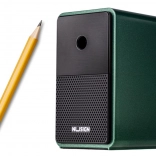 Kurbelspitzer mit Auffangbehälter und einstellbarer Klinge, grün