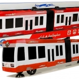 Gelenkbus mit Schwungrad, rot