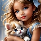 Diamantmalerei Mädchen mit Katze 30x40cm