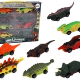 Bunte Autos in Form von Dinosauriern - Set mit 8 Stück