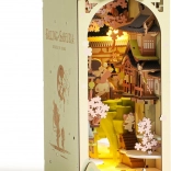 ROBOTIME FALLING SAKURA 3D-Buchstütze mit warmweißer LED-Beleuchtung (Holz-Bausatz)
