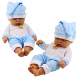 Puppe Schlafendes Baby im Blauen Pyjama mit Mütze