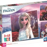 Puzzle 3×48 Teile DISNEY FROZEN – Set quadratischer Puzzles