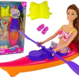 Puppen-Set mit Kajak und Zubehör - Rosa