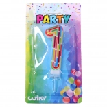 Partykerze Zahl 1 Streifen