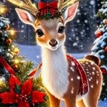 Diamant-Mosaik - Rentier mit Schleife